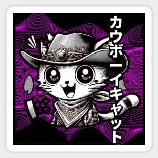 Yeehaw Meow: Manga Cowboy Cat Extravaganza Sticker